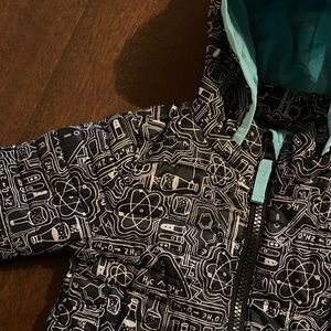 Cat & Jack SCIENCE themed warm winter puffer coat in navy and white sz 12 mos